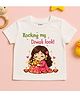 KNITROOT Cotton Knit Diwali Theme Half Sleeves Rocking My Diwali Look Text Printed Tee - White