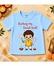 KNITROOT Cotton Knit Diwali Theme Half Sleeves Rocking My Diwali Look Text Printed Tee - Blue