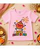 KNITROOT Cotton Knit Diwali Theme Half Sleeves Little Atom Bomb Text Printed Tee - Pink