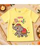 KNITROOT Cotton Knit Diwali Theme Half Sleeves Happy Diwali Text Printed Tee - Yellow