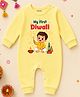 KNITROOT Cotton Knit Diwali Theme Full Sleeves My First Diwali Text Printed Romper - Yellow