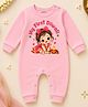 KNITROOT Cotton Knit Diwali Theme Full Sleeves My First Diwali Text Printed Romper - Pink