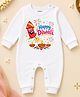 KNITROOT Cotton Knit Diwali Theme Full Sleeves Happy Diwali Text Printed Romper - White