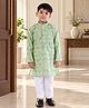 Huggle Boo Cotton Woven Full Sleeves Abstract Designed Kurta & Pyjama Set - Green