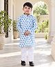 Huggle Boo Cotton Woven Full Sleeves Floral Printed Kurta & Pyjama Set - Blue