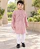 Huggle Boo Cotton Woven Full Sleeves Geometric Printed Kurta & Pyjama Set - Pink