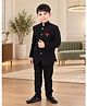 Huggle Boo Cotton Woven Full Sleeves Solid Jodhpuri Suit - Black
