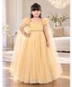 Huggle Boo Net Woven Sleeveless Frill Detailed & Stone Embellished Gown - Golden