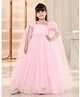 Huggle Boo Net Woven Sleeveless Frill Detailed & Stone Embellished Gown - Dusty Pink