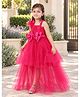 Huggle Boo Net Woven Sleeveless Sequin Embellished & Bow Applique Detailed High Low - Magenta