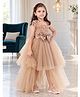 Huggle Boo Net Woven Sleeveless Sequin Embellished & Bow Applique Detailed High Low Dress - Rose Gold