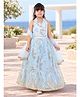 Huggle Boo Net Woven Sleeveless Sequin Embellished Coordinating Lehenga Choli & Dupatta Set - Sky Blue