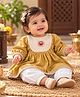 BAATCHEET Cotton Silk Woven Three Fourth Sleeves Floral Applique Detailed Lace Embellished Kurta & Salwar Set - Yellow