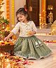 BAATCHEET Silk Woven Three Fourth Sleeves Floral Embroidered Sequins Embellished Lehenga & Choli Set - Green