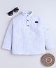 Baatcheet Cotton Woven Full Sleeves Striped & Elephant Brooch Detailed Shirt Style Kurta - Blue