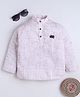 Baatcheet Cotton Woven Full Sleeves Striped & Elephant Brooch Detailed Shirt Style Kurta - Beige