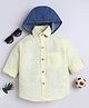BAATCHEET Cotton Woven Full Sleeves Striped Shirt With Detachable Hood - Yellow