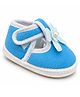 Chiu Bow Applique Detailed Velcro Closure Booties - Blue