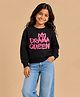 The Mom Store Terry Knit Full Sleeves Drama Queen Text Puff Printed Light Winter Sweatshirt - Black