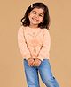 The Mom Store Terry Knit Full Sleeves Ballerina Printed Light Winter Sweatshirt - Peach