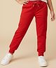The Mom Store Fleece Knit Solid Winter Joggers - Red