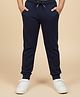 The Mom Store Fleece Knit Solid Winter Joggers - Navy Blue