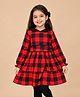 The Mom Store Cotton Woven Full Sleeves Checked Winter Dress - Red