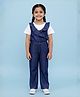 The Mom Store Cotton Denim Frill Sleeves Solid Jumpsuit - Blue