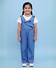 The Mom Store Cotton Denim Frill Sleeves Solid Jumpsuit - Light Blue