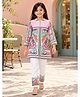 Huggle Boo Cotton Viscose Metalised Fibre Woven Three Fourth Sleeves Floral Printed Top & Pants - Pink