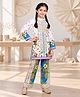 Huggle Boo Cotton Rayon Woven Full Sleeves Floral Printed Kurti & Pants Set - Green