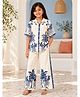 Huggle Boo Cotton Rayon Woven Half Sleeves Animal Printed Shirt & Pants Set - White