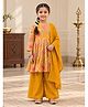 Huggle Boo Cotton Rayon Woven Three Fourth Sleeves Floral Printed Kurti Sharara & Dupatta Set - Yellow