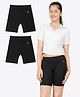 Ariel Cotton Knit Pack Of 2 Solid Cycling Shorts - Black