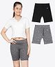 Ariel Cotton Knit Pack Of 2 Solid & Leopard Printed Cycling Shorts - Black & Grey