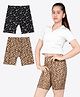 Ariel Cotton Knit Pack Of 2 Leopard Printed Cycling Shorts - Black & Beige