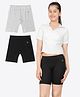 Ariel Cotton Knit Pack Of 2 Solid Cycling Shorts - Melange & Black