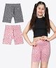 Ariel Cotton Knit Pack Of 2 Leopard Printed Cycling Shorts - Grey & Pink