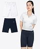 Ariel Cotton Knit Pack Of 2 Solid Cycling Shorts - Navy Blue & White