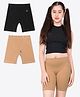 Ariel Cotton Knit Pack Of 2 Solid Cycling Shorts - Beige & Black