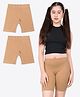 Ariel Cotton Knit Pack Of 2 Solid Cycling Shorts - Beige