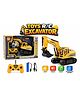 Sanjary Remote Control Excavator Toy with Lights, Sound, Music, Rechargeable Battery and Realistic Construction Vehicle Design color design may vary