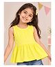 Kiddopanti Cotton Knit Sleeveless Solid Peplum Top - Yellow