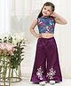 Little Bansi Cotton Woven Sleeveless Floral Printed Top & Embroidered Palazzo Set - Purple
