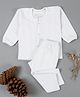 Tiny Bugs Cotton Blend Knit Full Sleeves Striped Thermal Set - White
