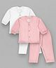 Tiny Bugs Cotton Blend Knit Pack Of 2 Full Sleeves Striped Thermal Set - Pink & White