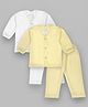 Tiny Bugs Cotton Blend Knit Pack Of 2 Full Sleeves Striped Thermal Set - Yellow & White