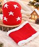 PASSION PETALS Woollen Knit Stars Designed Cap WIth Neck Warmer - Red - Circumference 52 Cm