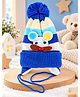 PASSION PETALS Woollen Knit Mouse Applique Detailed Pom Pom Embellished Cap - Blue - Circumference 28 Cm