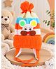 PASSION PETALS Woollen Knit Mouse Applique Detailed Pom Pom Embellished Cap - Orange - Circumference 28 Cm